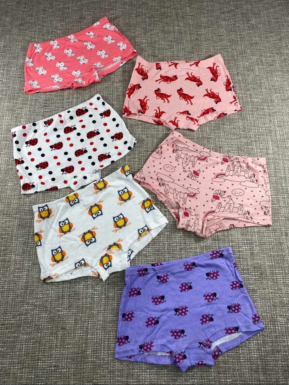 Assorted Girls' Cotton Briefs - Pink, Purple, White, Coral boy shorts